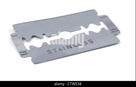 Old razor blade isolated on white Stock Photo