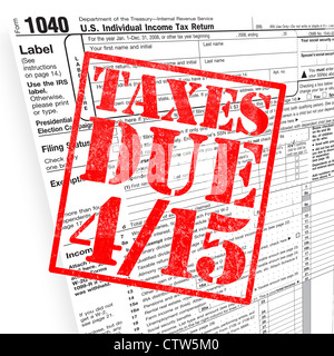 A tax time themed montage for US taxpayers warning about the due date of April 15 Stock Photo