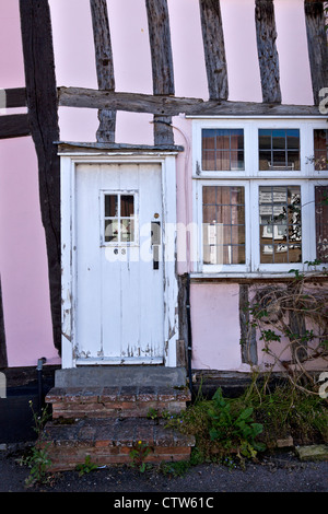 Tatty Front Door to Timber Framed Cottage in Lavenham Stock Photo