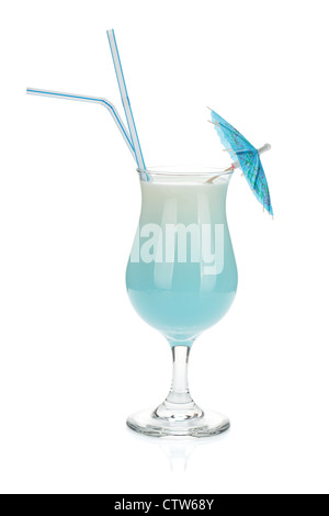 Blue coconut cream cocktail. Isolated on white background Stock Photo