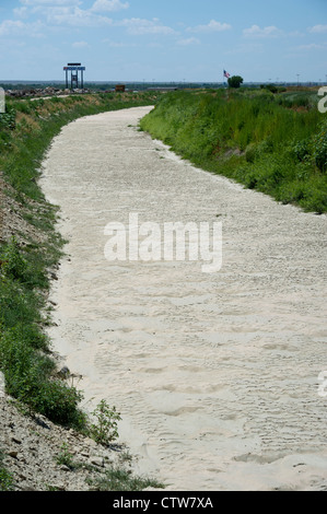 Amity Canal went dry due to drought in Lamar, Colorado. Stock Photo