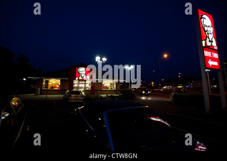 KFC restaurant exterior at night, London, England, UK Stock Photo