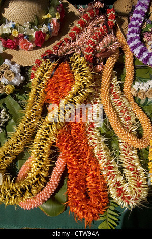 Elk284-7389v Hawaii, Kauai, Kokee SP, Eoe Emalani i Alakai Festival, handicrafts, leis Stock Photo