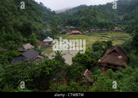 View of Kho Muong village in North West Vietnam. Located close to Mai Cau in the national reserve area. Stock Photo