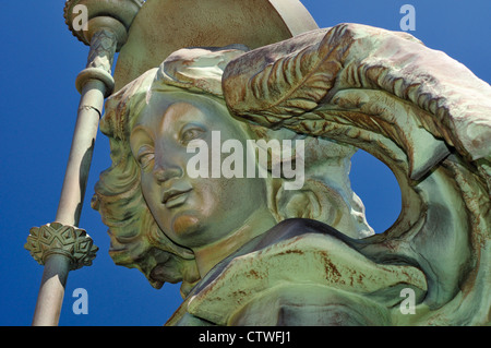 Spain, St. James Way: Detail of an angel in the garden park of Bishop´s palace in Astorga Stock Photo