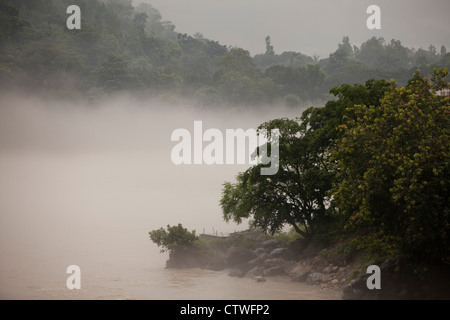 Ganges river in the city of Rishikeh in northern India Stock Photo