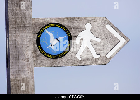 Anglesey Coastal Path signpost. Stock Photo