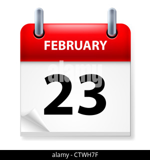 Twenty-third February in Calendar icon on white background Stock Photo