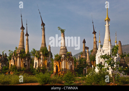 NYAUNG OHAK and SHWE INN THEIN are located at INDEIN and are BUDDHIST SHRINES - INLE LAKE, MYANMAR Stock Photo