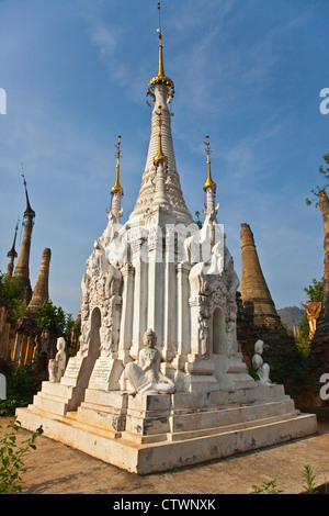 NYAUNG OHAK and SHWE INN THEIN are located at INDEIN and are BUDDHIST SHRINES - INLE LAKE, MYANMAR Stock Photo