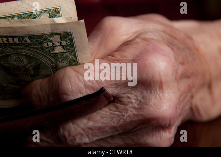 Elderly woman's hands holding Stock Photo