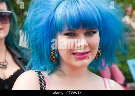 portrait of young woman, feminist event, tampere, finland, europe Stock Photo
