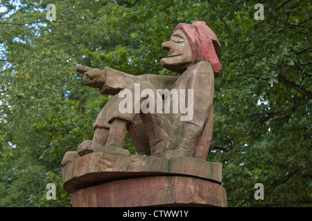 statue in front of the open-air museum in Lehde near Luebbenau, Spreewald, Brandenburg, Germany Stock Photo