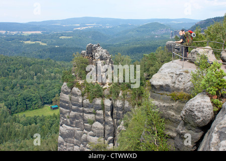 Schrammstein View near Bad Schandau, Saxon Switzerland, Saxony, Germany Stock Photo