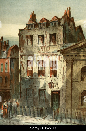 Vintage picture of old London. Sir Isaac Newton's House, St Martin's Street, Leicester Square. After Waldo Sergeant Stock Photo