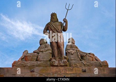 NEWCASTLE, UK - AUGUST 02, 2012:  Neptune and Fishwives Statue above the Fish market on the Quayside Stock Photo