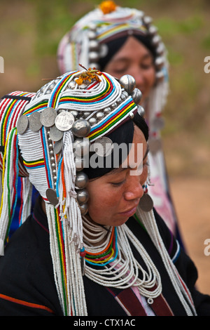 Myanmar Burma Kengtung An Akha Woman Wearing A Traditional Stock Photo Alamy