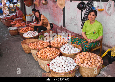 EGGS for sale at the CENTRAL MARKET in KENGTUNG also known as KYAINGTONG - MYANMAR Stock Photo