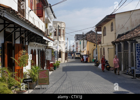 Street scene and architecture within historic Galle Fort, Galle, Sri Lanka Stock Photo