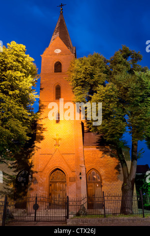 Sights of Poland. Protestant Neo - Gothic church in Olsztyn. Town of Copernicus. Stock Photo