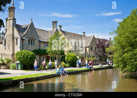 Cotswolds village of Bourton on the Water and river Windrush in the Cotswolds Gloucestershire England UK GB Europe Stock Photo