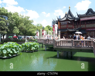 View of traditional looking Chinese buildings in the Yuyuan Market near the Yuyuan Garden in Shanghai China Stock Photo