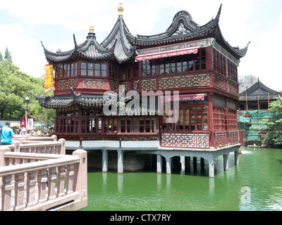 View of traditional looking Chinese buildings in the Yuyuan Market near the Yuyuan Garden in Shanghai China Stock Photo