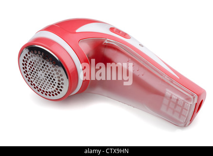 Red electric lint remover isolated on white Stock Photo