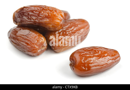 Group of dried date fruits isolated on white Stock Photo