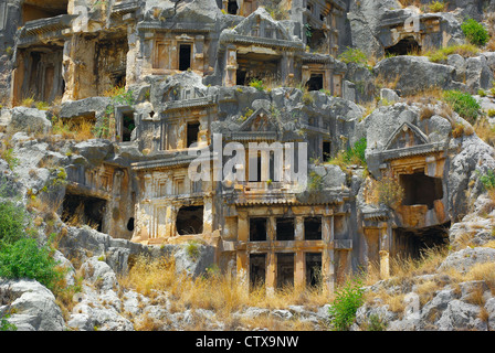 Rock-cut tombs in ancient town Myra. Turkey. Stock Photo