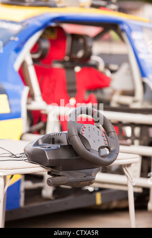 Practice wheel for hand controlled simulator used for stock car racing Stock Photo