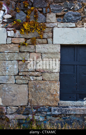 Abstract image of a stone wall on an historic building in Victoria, British Columbia, Canada Stock Photo