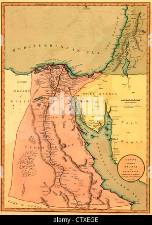 Map of Egypt, with part of Arabia and Palestine, circa 1800 Stock Photo