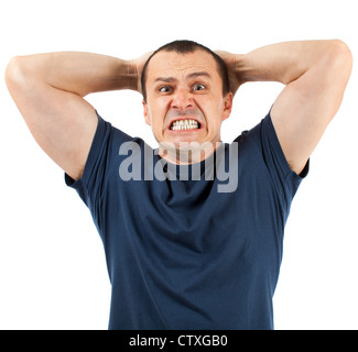 Portrait of an extremely angry young man Stock Photo