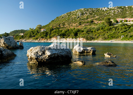 Kalamia beach, Lassi, Argostoli, Kefalonia, Ionian Islands, Greece. Stock Photo