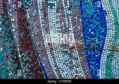 Old colorful mosaic wall texture Stock Photo