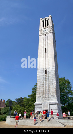 North Carolina, NC, State University bell tower with visitors waiting for the tour of the tower. Stock Photo