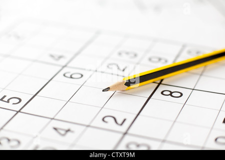 Yellow and Black Pencil on Sudoku Game Stock Photo