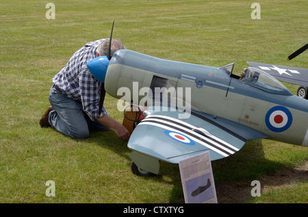 HAWKER SEA FURY FLYING SCALE MODEL.  ENGLAND.  UK Stock Photo