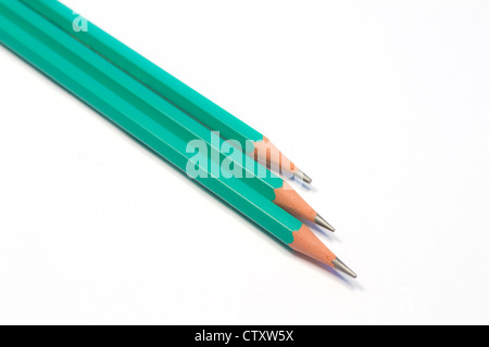 three pencils on a white background Stock Photo