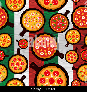 Italian flag and pizzas pattern background Stock Photo