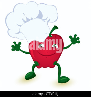 Apple cartoon character in chef hat vector illustration Stock Photo
