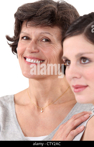 Mother and daughter support and unconditional love. strong family Stock