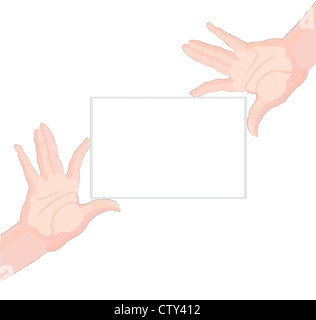 Human hands holding blank paper on white background vector illustration ...