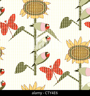 Bird and flower pattern Stock Photo