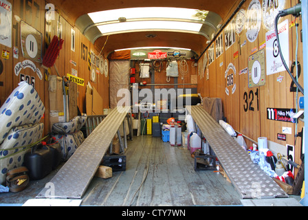 interior of race transporter at Classic Days 2012, Schloss Dyck Germany Stock Photo