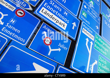 Collection of the swiss road signs Stock Photo