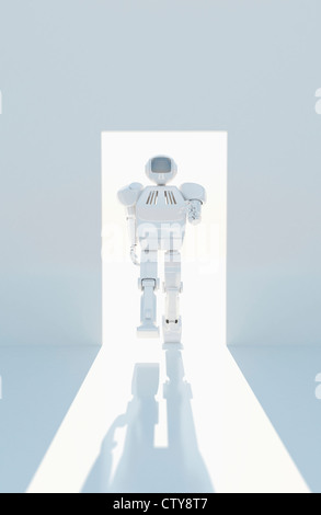 Walking robot from the door Stock Photo