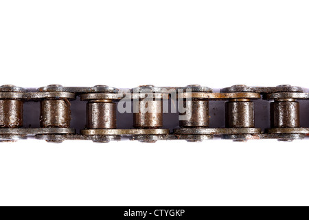 close up of oily motorcycle chain on a white background Stock Photo