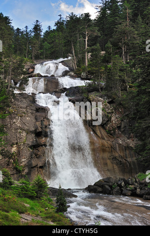 Waterfall of the gave de Gaube at the Pont d'Espagne in the Hautes-Pyrénées near Cauterets, Pyrenees, France Stock Photo